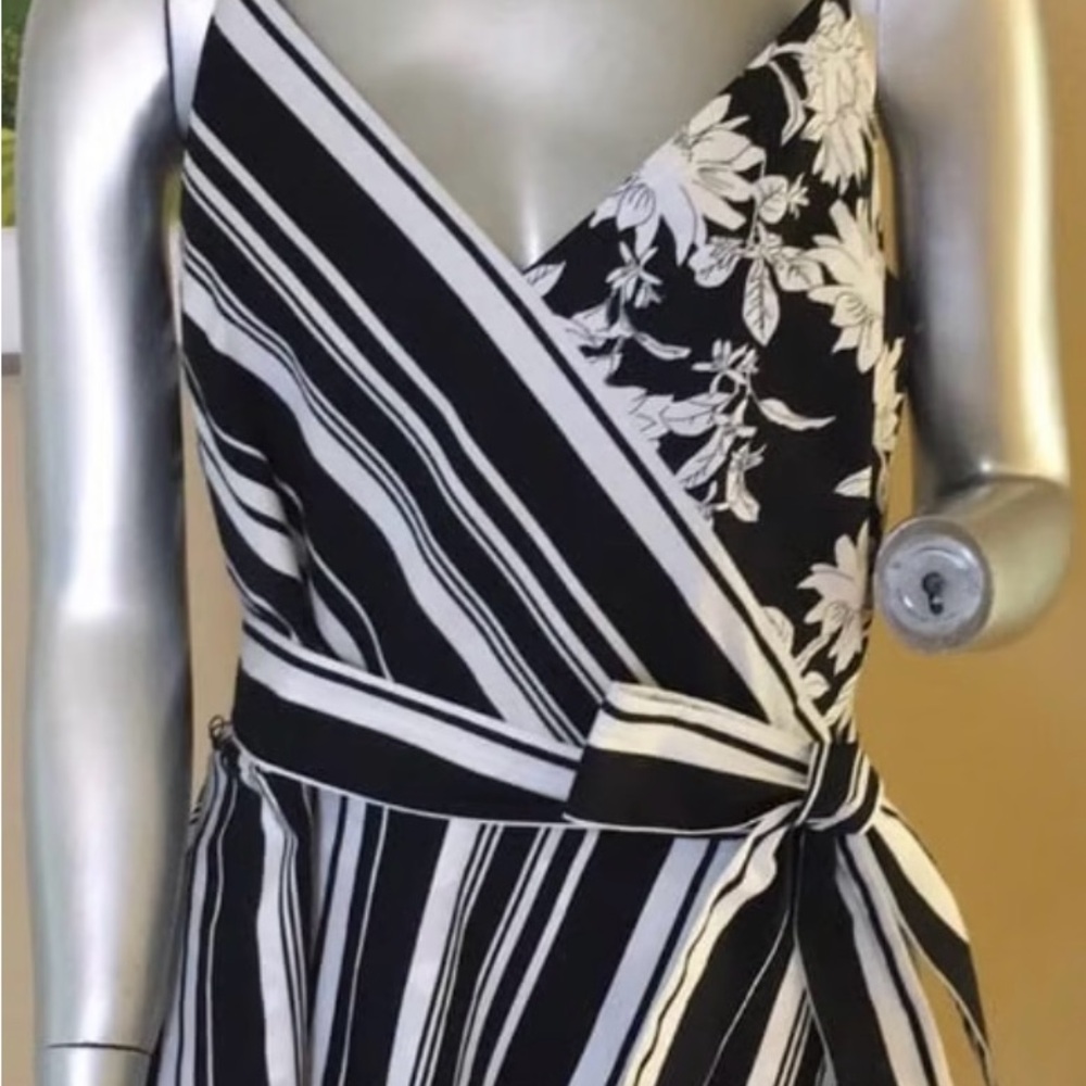 White House Black Market Asymmetrical Black and White Dress